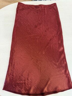 Banana Republic Satin Midi Skirt in Bordeaux Red